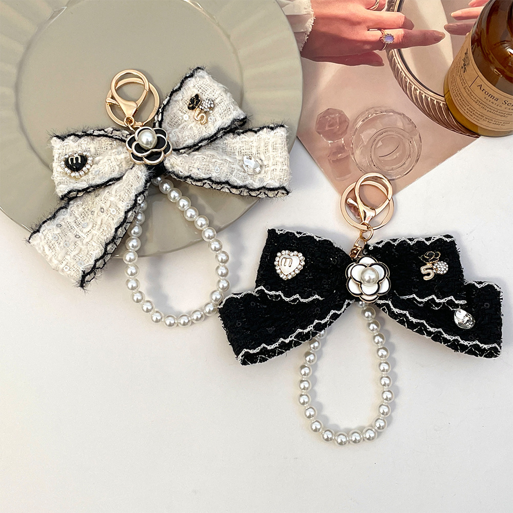 Vintage Fashion Ornaments - 2026 Vrouwen Doek Strik Sleutelhangers Webbing