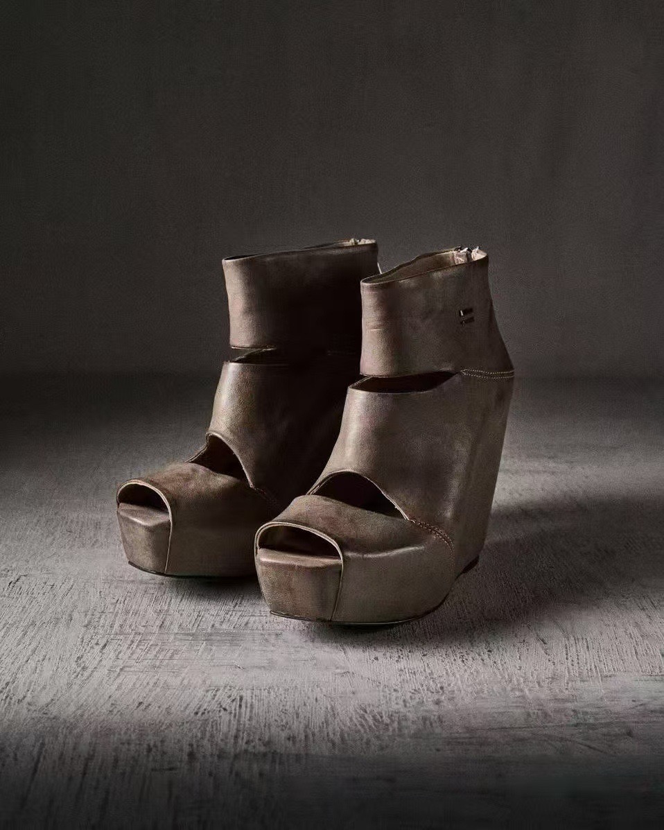 Vintage Fashion Heels - Zomer nieuwe dames vintage grijze noodleren