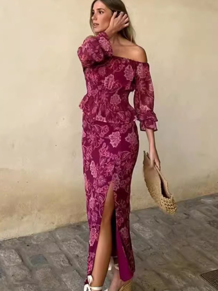Vintage Fashion In 2025 - Vintage sexy elegante bedrukte tweedelige set