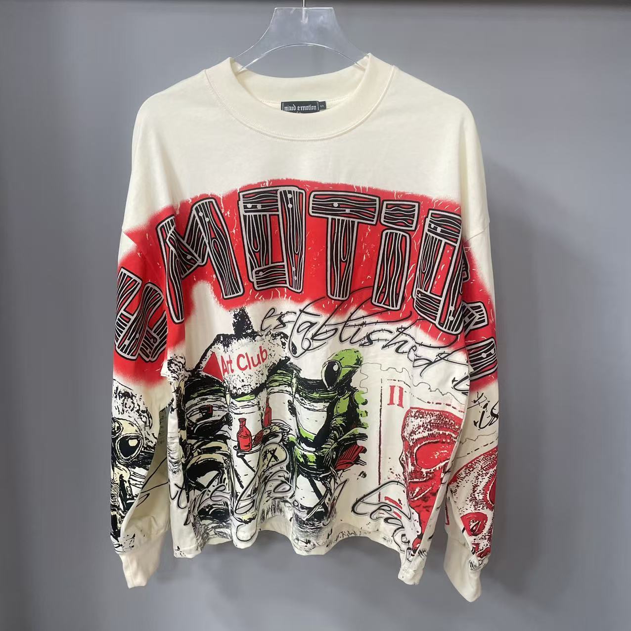 Vintage Victorian Fashion - Hoogwaardig designer MIXED-EMOTION T-shirt met lange