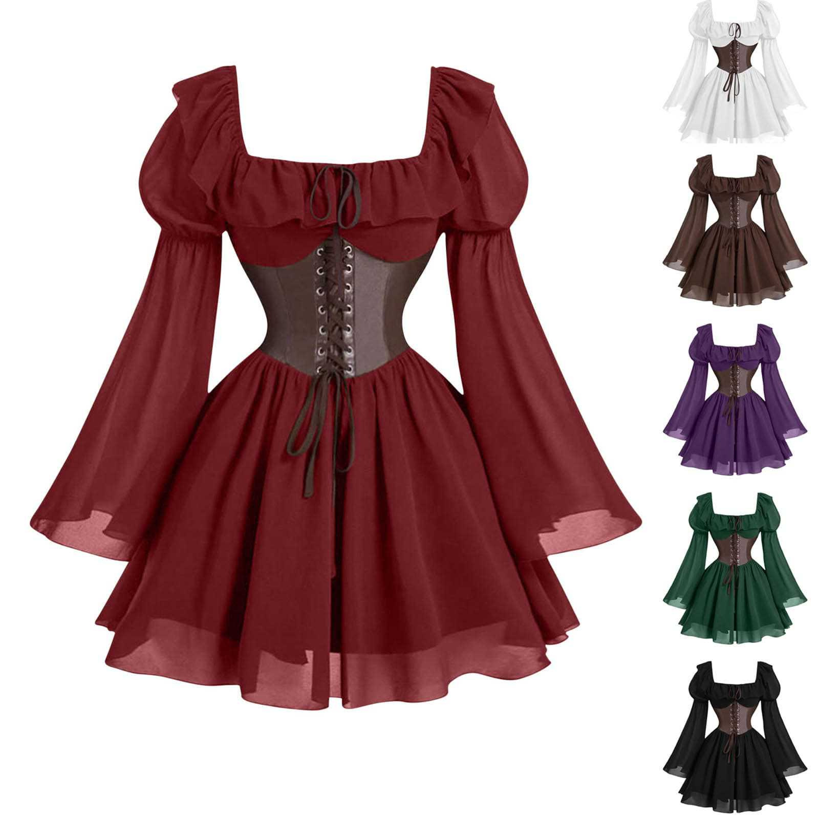 Vintage Victorian Fashion - Renaissance middeleeuwse damesjurk met lange mouwen
