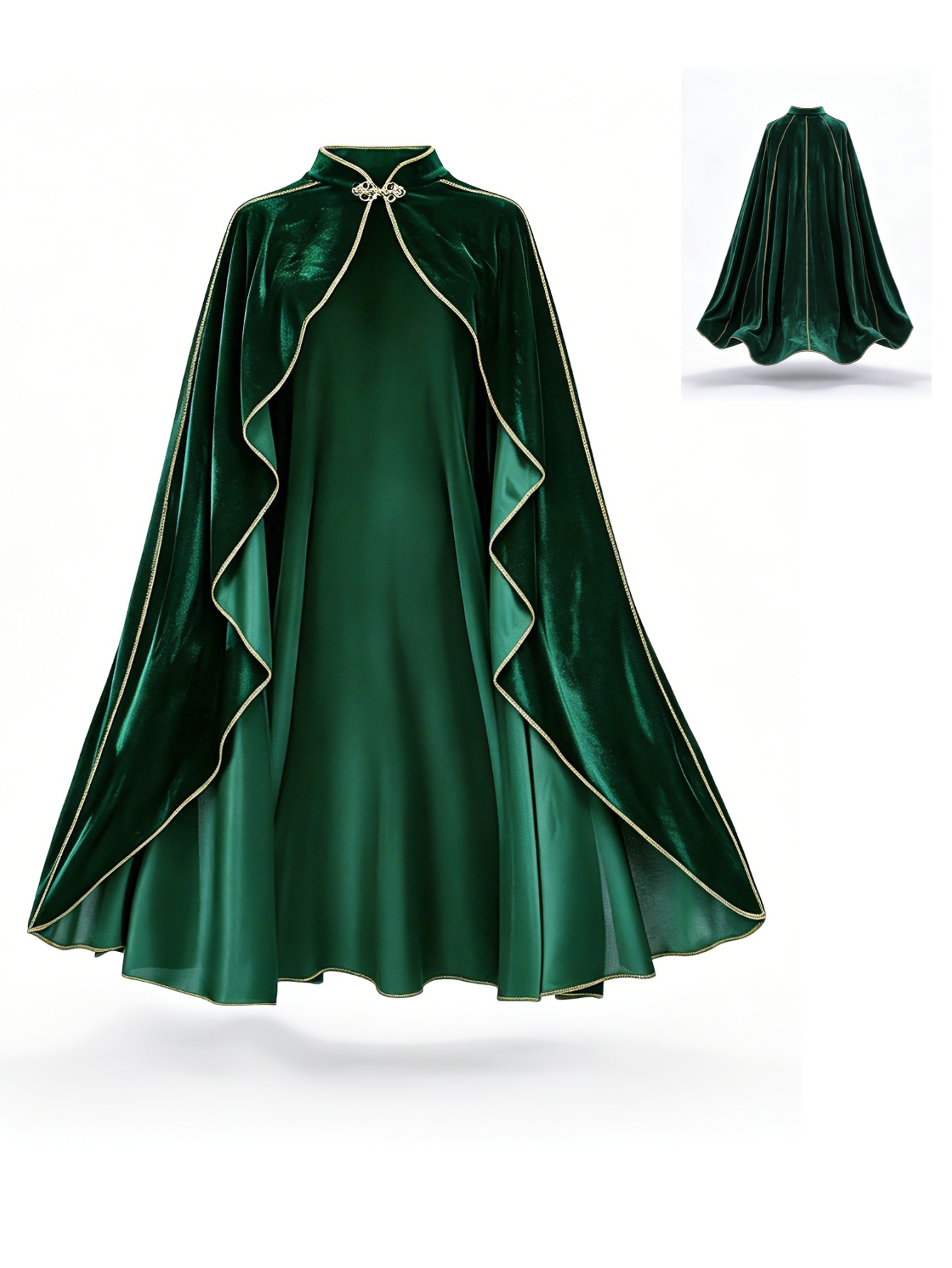 Velvet Blazer Vintage - Dames Vintage Groene Fluwelen Cape Mantel
