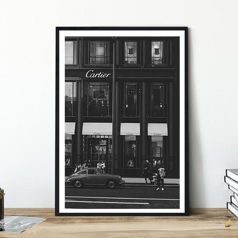 Vintage Fashion Photos - Europese straat canvas schilderij mode zwart