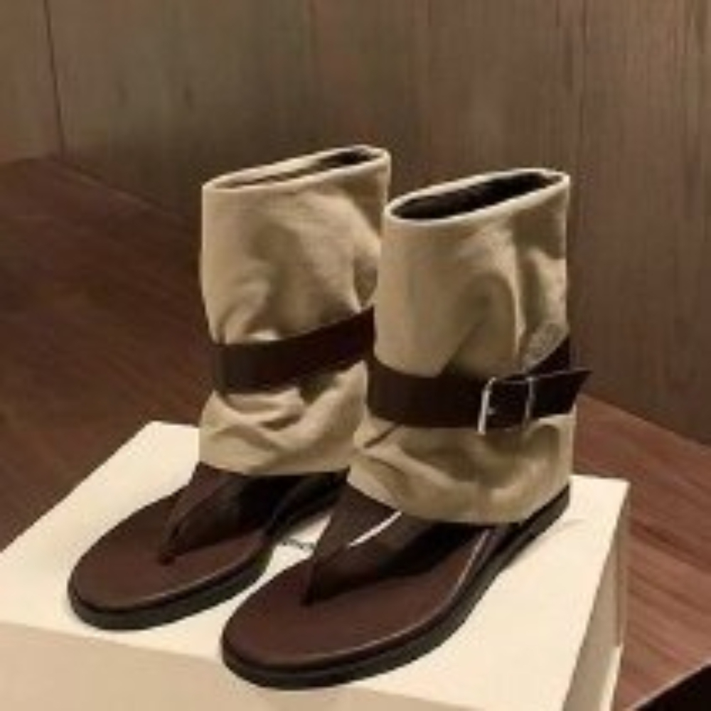 Vintage Fashion Heels - Vintage kleurbloksandalen met teenring voor dames,