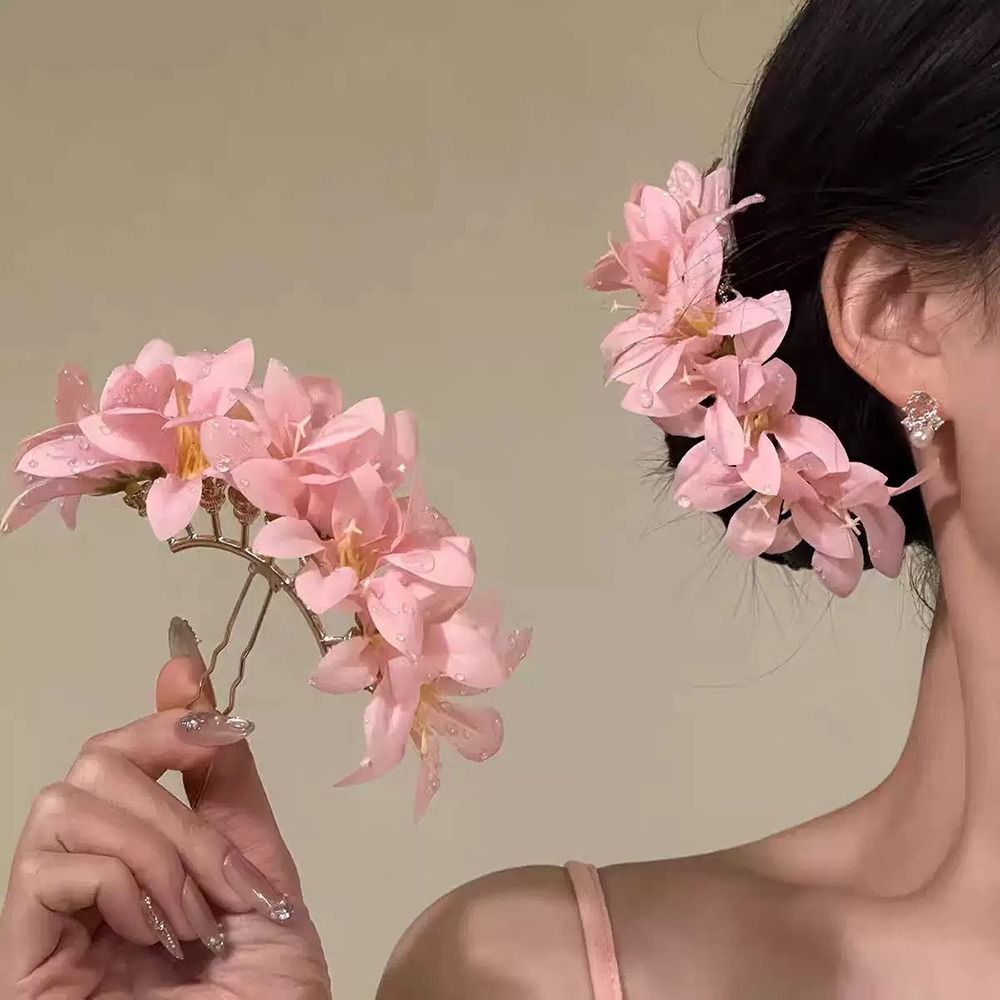 Roze bloem rode bloem haarspel - Vintage Fashion Ornaments recensie en prijs